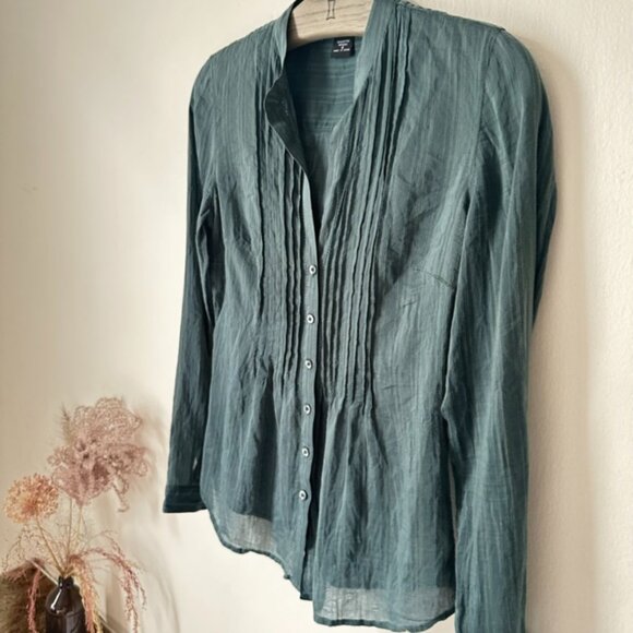 Moda International dark green long-sleeve blouse - Picture 4 of 6